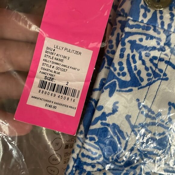 LILLY PULITZER Kelly Skinny Ankle Pant Coastal Blue Fancy Feet - Picture 4 of 4